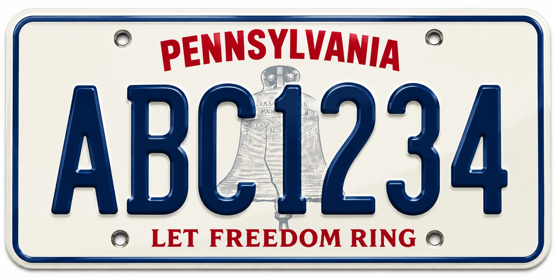 Placa ilustrativa de Pennsylvania ABC1234